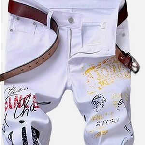 Baylvn Men's Casual Printed Slim Fit Jeans Skinny Denim Pants